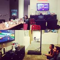 Belly photo of: Just another Friday in the office...Mario Kart tourny and a cereal bar!