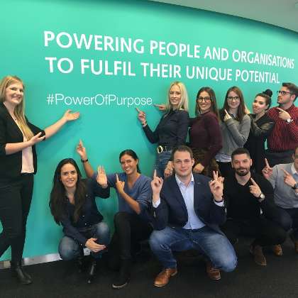  photo of: The Frankfurt team gives our purpose statement pride of place in the office.