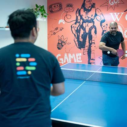  photo of: LEAPsters playing ping-pong